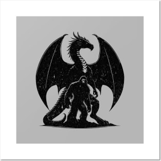 Bigfoot Sasquatch Year of The Dragon Pet Cryptid Legend Believer Silhouette Posters and Art